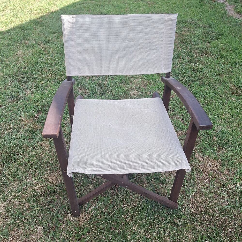 VTG Mid-80's CRATE AND BARREL Indonesian Teak Wood Director's Folding Chair